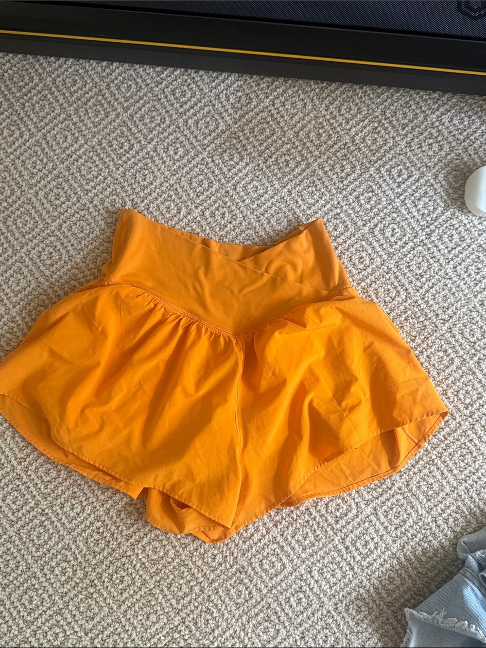 Women's High-Waist Orange Athletic Skort with Flowy Overlay